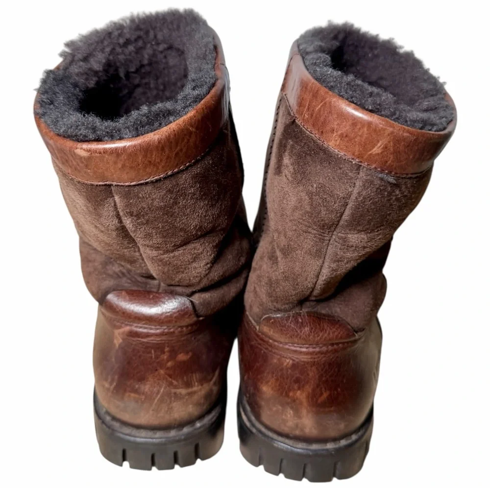 UGG Australia Beacon‎ Leather Sheepskin Pull On Boots 5485 Brown Men’s 8